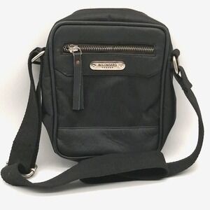Bolongaro Trevor Leather Crossbody Bag Black Adjustable Strap Zip Close NEW